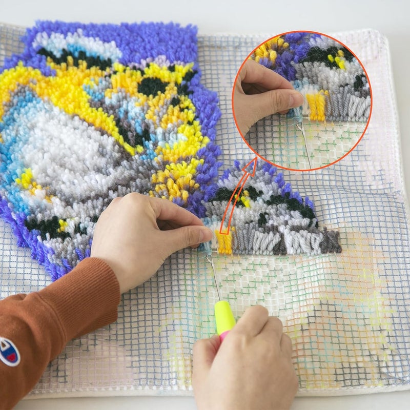 YP DIY Throw Pillow Apple Pianist Latch Hook Kit - 18x18 Inch Handmade Craft Set for Beginners, Perfect Pillowcase for Home Decor or Gifts - Image 4